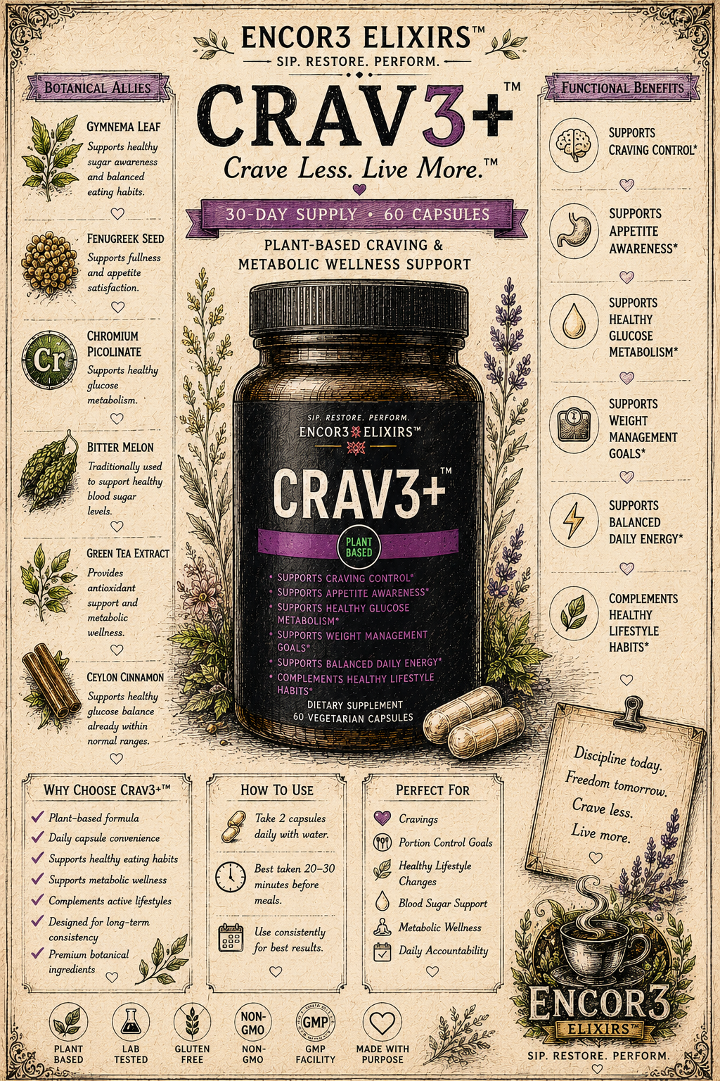Crav3+™ | Cravings & Metabolic Wellness Capsules