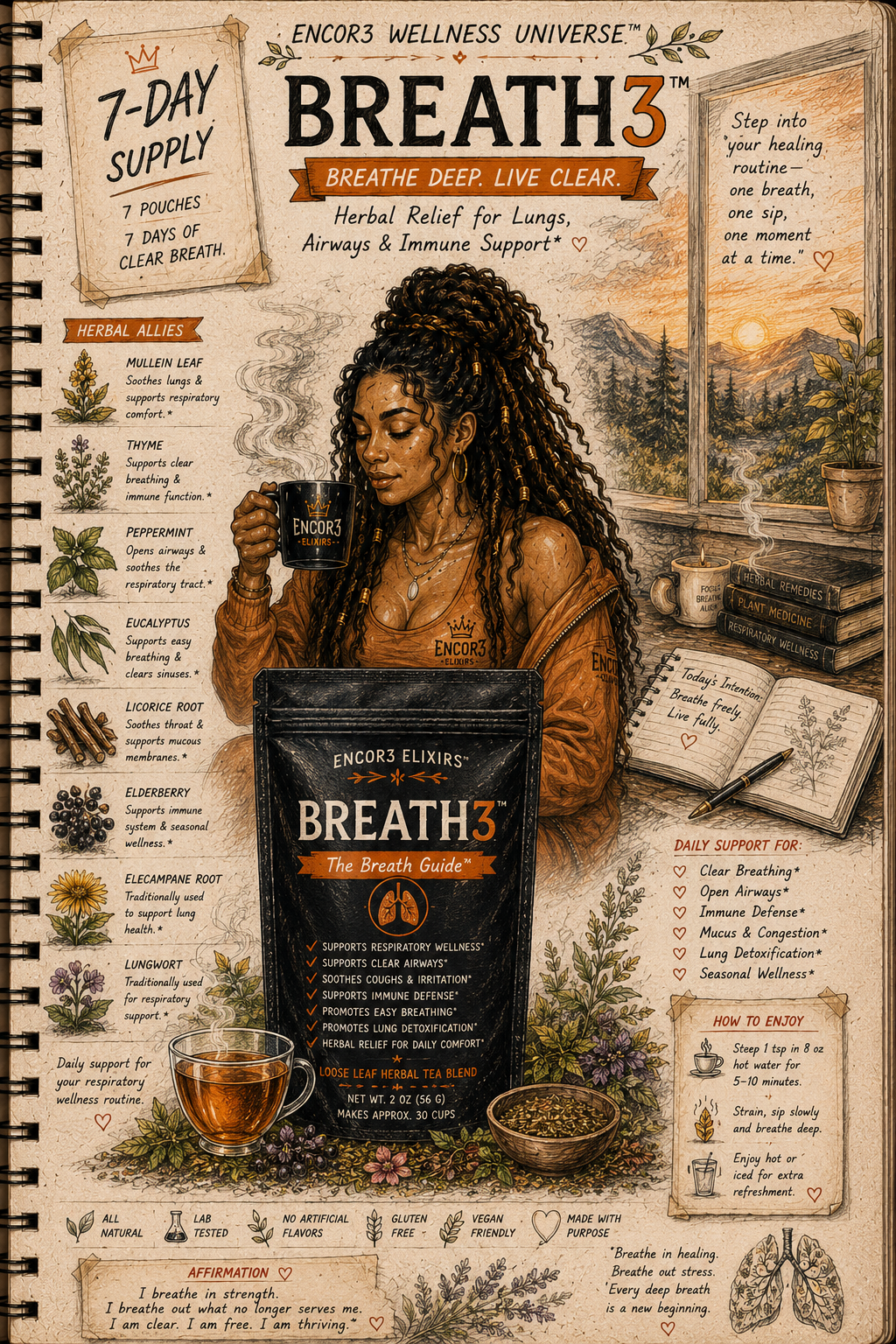 BREATH3™ | Respiratory Wellness Herbal Tea | 7-Day Supply