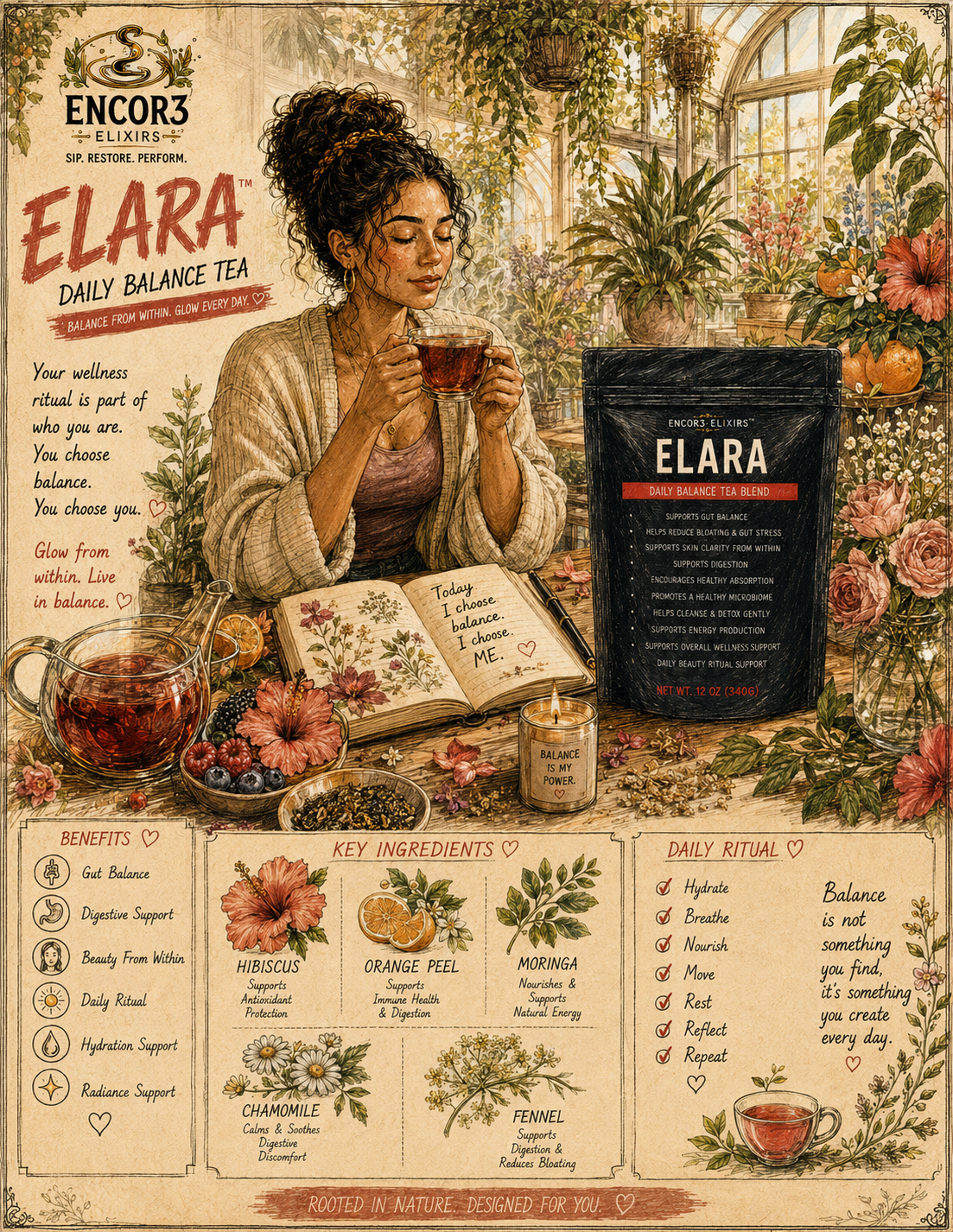 ELARA™ | Inner Radiance Gut & Glow Wellness Tea