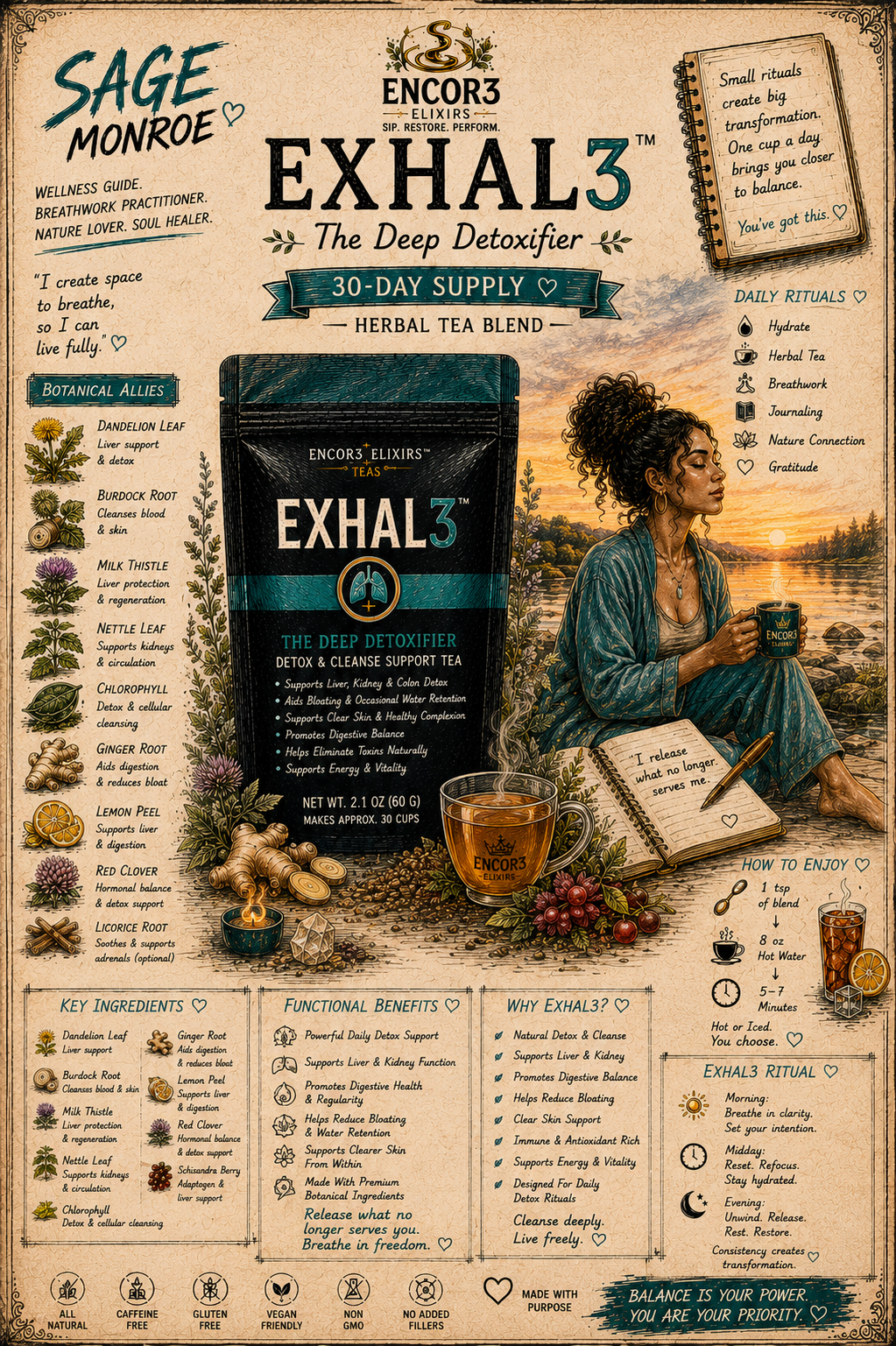 Exhal3™ | Daily Calm & Balance Herbal Tea
