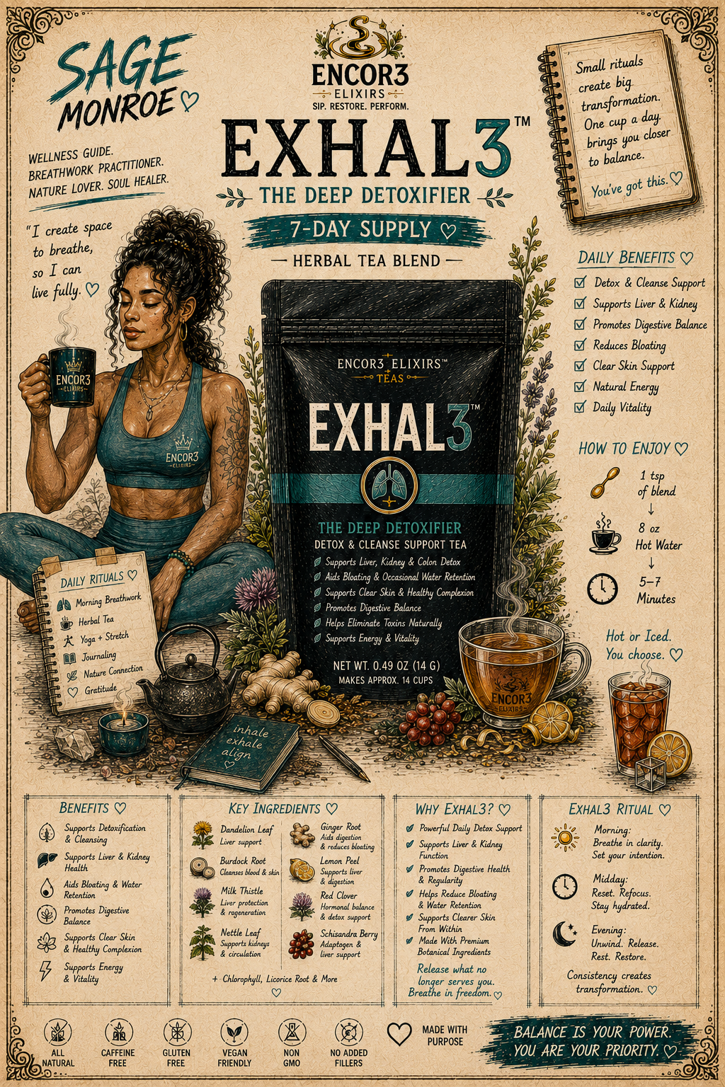 Exhal3™ | Daily Calm & Balance Herbal Tea