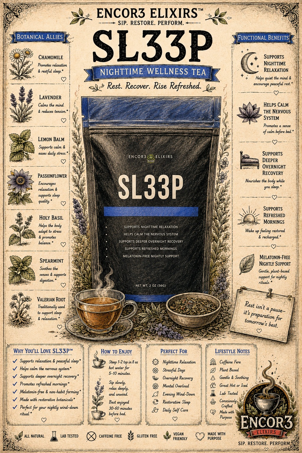 SL33P™ | Melatonin-Free Nervous System Recovery Tea