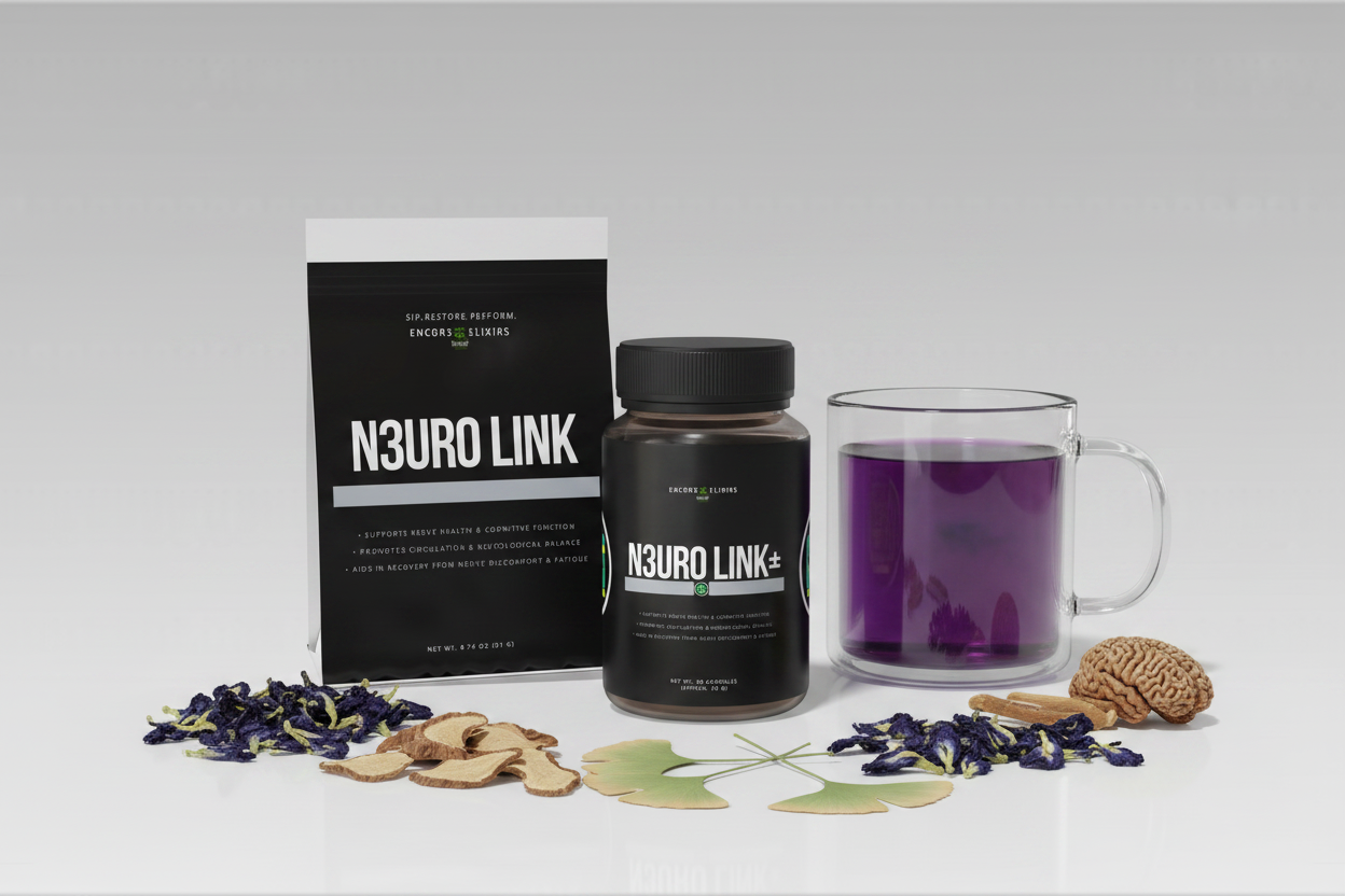 N3uroLINK™ hero product image - tea pouch and capsule bundle